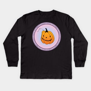 Happy Halloween Pumpkin Circle Design Kids Long Sleeve T-Shirt